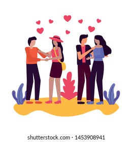 couple romantic love flat design vector illustration