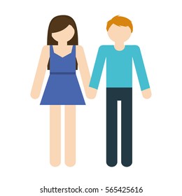 couple romantic love holding hands vector illustration eps 10