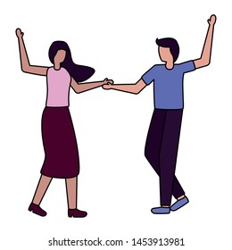 couple romantic love outdoors flat design vector illustration