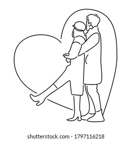 Couple romantic. Man hug his girlfriend