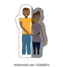 couple romantic mixed race shadow