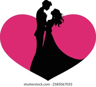 couple Romantic poses vector silhouette