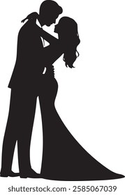 couple Romantic poses vector silhouette