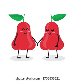 couple rose apple fruit cute character mascot vector design