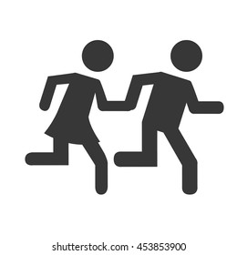 couple running icon, people design,  vector illustration