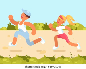 Couple running in the park