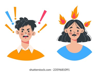Couple sad quarrel relationship argument stress concept. Vector flat graphic design illustration