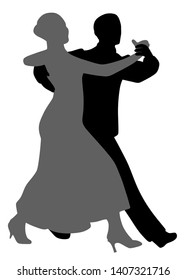 Couple salsa tango dancers silhouette illustration