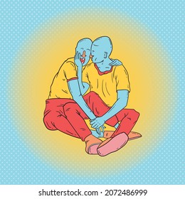 Pareja De Color Igual Interés Abrazo
