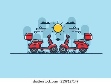 ein paar Scooter-Flachbild-Design