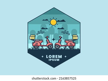 a couple of scooter flat illustration design