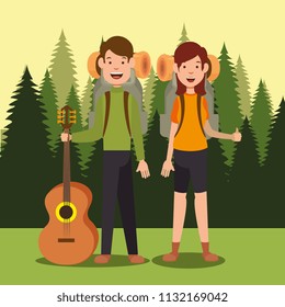 couple scouts in the camping zone scene