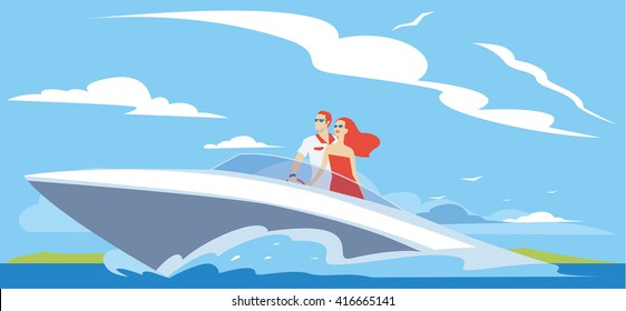 Couple sea boat
