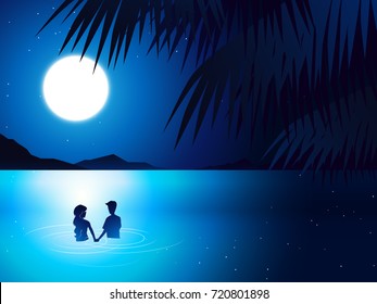 couple in sea at night 2