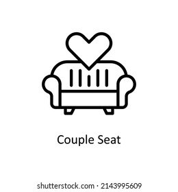 Couple Seat vector outline icon for web isolated on white background EPS 10 file