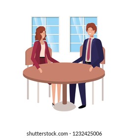 couple seated in the living room avatar character
