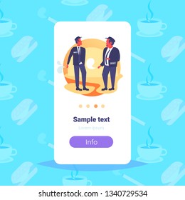 couple security guards smoking cigarette unhealthy lifestyle concept two men in uniform having break standing together male cartoon characters full length flat copy space