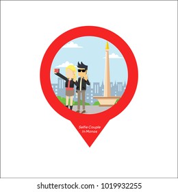 Couple Selfie In Monas Pin Map