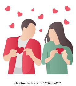 
A couple is sending love messages to each other  
