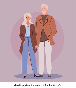 couple of senior in casual clothing