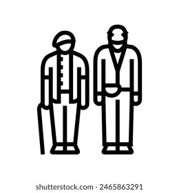 couple senior old woman man line icon vector. couple senior old woman man sign. isolated contour symbol black illustration