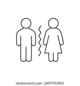 Couple separation line outline icon