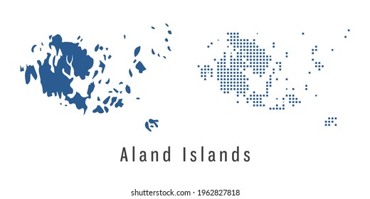 Couple set blue Map of Aland Islands