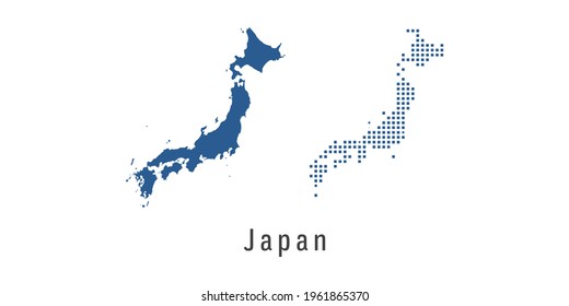 Couple set blue Map of Japan
