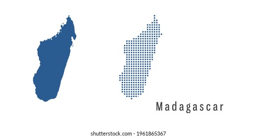Couple set blue Map of Madagascar