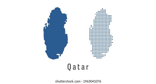Couple set blue Map of Qatar