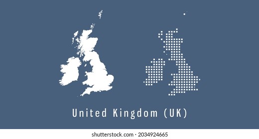 Couple Set Dot Map Of United Kingdom (UK) Vector.