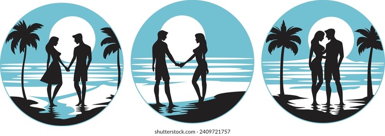 couple set illustration with different pose soft color vector