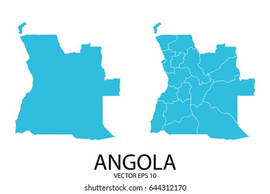 Couple Set Map - Blue Map of Angola.