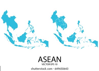 Couple Set Map - Blue Map of Asean.