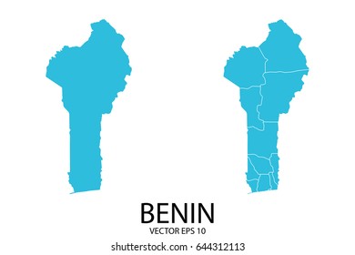 Couple Set Map - Blue Map of Benin.