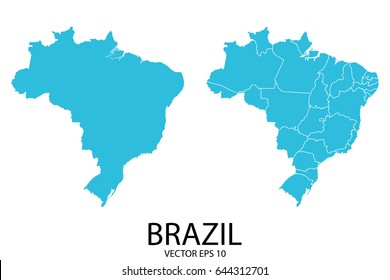 Couple Set Map - Blue Map of Brazil.