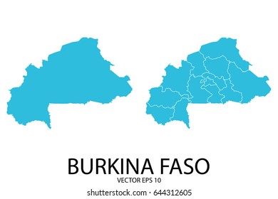 Couple Set Map - Blue Map of Burkina Faso.