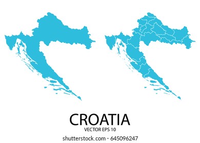 Couple Set Map - Blue Map of Croatia.