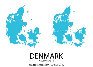 Couple Set Map - Blue Map of Denmark.