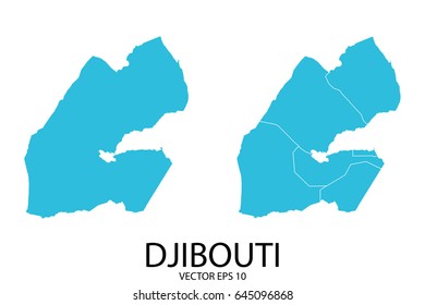 Couple Set Map - Blue Map of Djibouti.