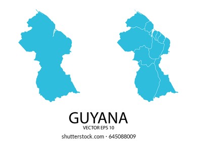 Couple Set Map - Blue Map of Guyana.