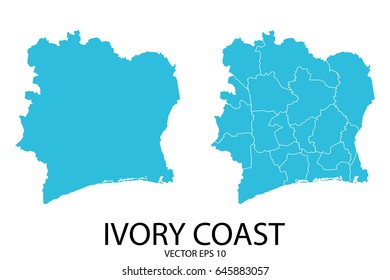 Couple Set Map - Blue Map of Ivory Coast.