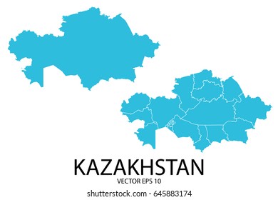 Couple Set Map - Blue Map of Kazakhstan.