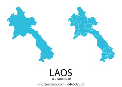 Couple Set Map - Blue Map of Laos.