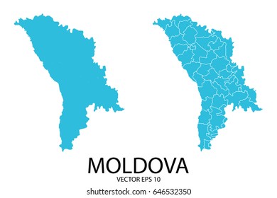 Couple Set Map - Blue Map of Moldova.