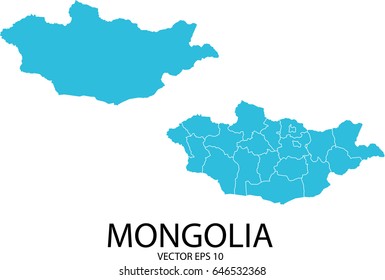 Couple Set Map - Blue Map of Mongolia.