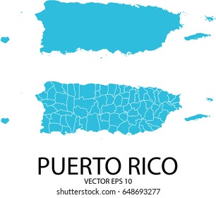 Couple Set Map - Blue Map of Puerto Rico.