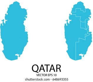 Couple Set Map - Blue Map of Qatar.