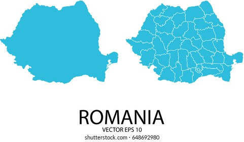 Couple Set Map - Blue Map of Romania.