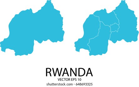 Couple Set Map - Blue Map of Rwanda.